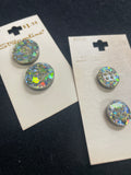 Buttons Plastic Set of 2 Vintage - Holographic Ovals