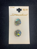 Buttons Plastic Set of 2 Vintage - Holographic Ovals