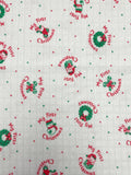 3/4 YD Nylon Knit Vintage - White with "My First Christmas"