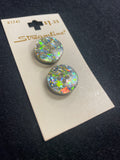 Buttons Plastic Set of 2 Vintage - Holographic Ovals