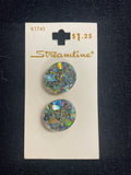 Buttons Plastic Set of 2 Vintage - Holographic Ovals
