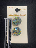 Buttons Plastic Set of 2 Vintage - Holographic Ovals
