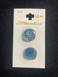 Buttons Plastic Set of 2 or 3 Vintage - Holographic Rounded Squares