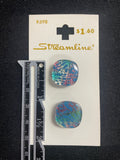 Buttons Plastic Set of 2 or 3 Vintage - Holographic Rounded Squares
