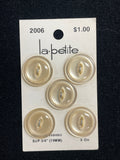 Buttons Plastic Set of 5 Vintage - Pearlescent Off White with Marquis Centers