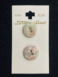 Buttons Plastic Set of 2 Vintage - Marbled Pastels