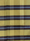 2 1/8 YD Tie Silk Yarn-Dyed Plaid - Yellow and Navy Blue