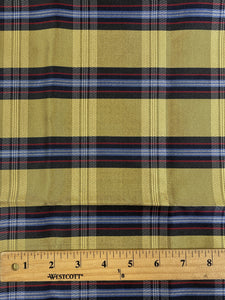 2 1/8 YD Tie Silk Yarn-Dyed Plaid - Yellow and Navy Blue