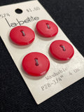 Buttons Plastic Set of 2 Vintage - Red