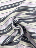 1 YD Tie Silk Yarn-Dyed Stripes - Blues, Gray and Lavender
