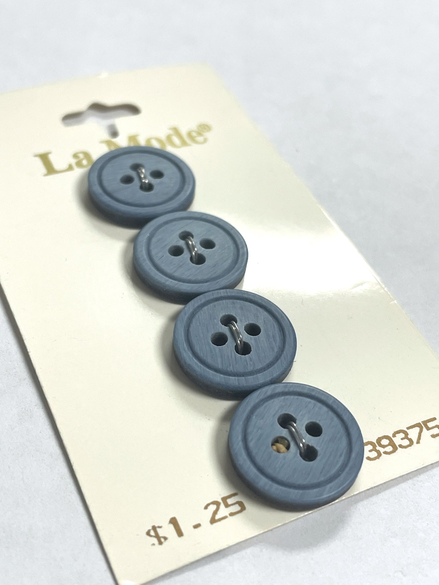Buttons Plastic Set of 4 Vintage - Matte Blue