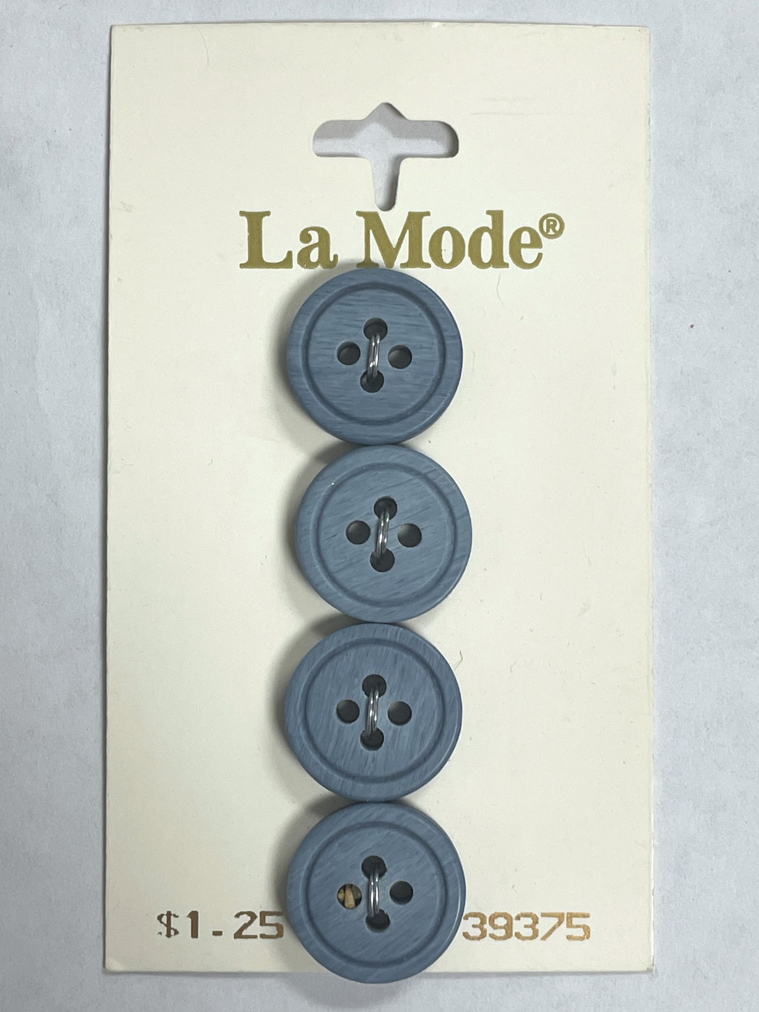 Buttons Plastic Set of 4 Vintage - Matte Blue