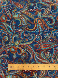 2 1/8+ YD Nylon - Multicolored Floral Paisley on Dark Blue