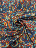 2 1/8+ YD Nylon - Multicolored Floral Paisley on Dark Blue
