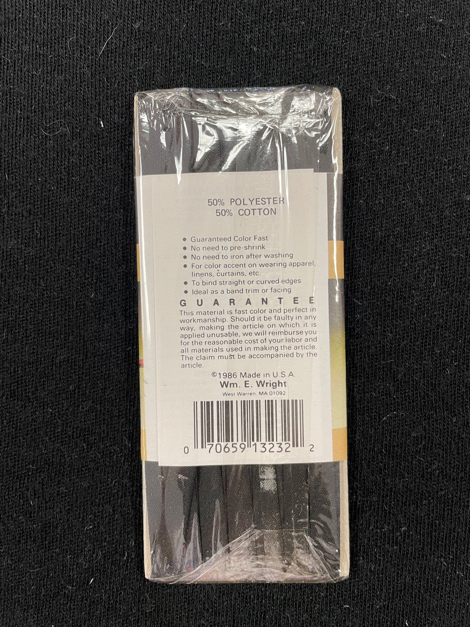 4 YD Poly/Cotton Double Fold Bias Tape - Black