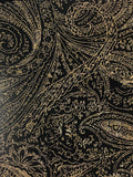 1 7/8+ YD Poly/Lycra Micro Ribbed Knit - Black with Large Scale Mottled Brown Paisley