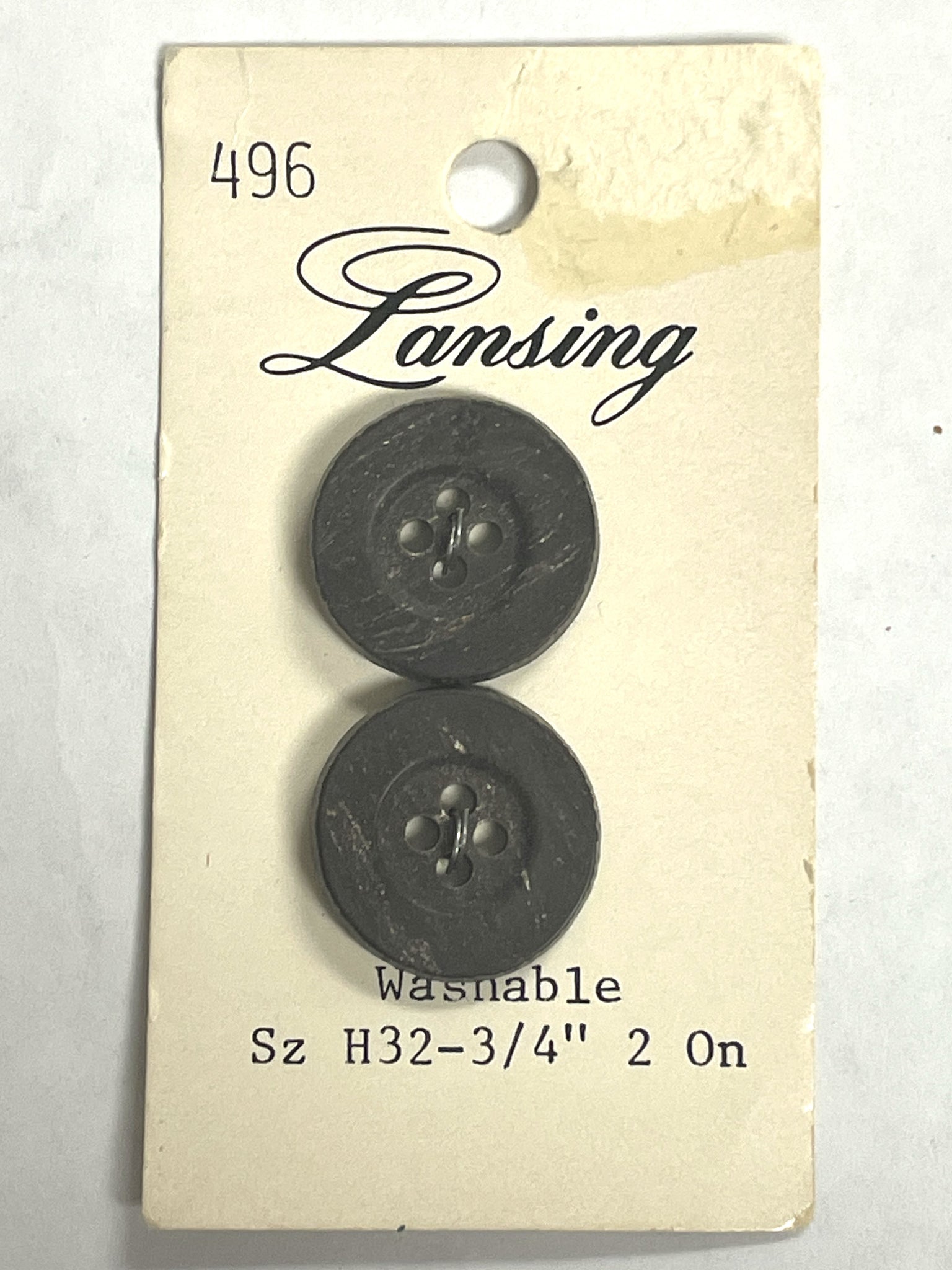 Buttons Plastic Set of 2 Vintage - Faux Wood Dark Brown