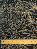 1 7/8+ YD Poly/Lycra Micro Ribbed Knit - Black with Large Scale Mottled Brown Paisley