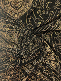1 7/8+ YD Poly/Lycra Micro Ribbed Knit - Black with Large Scale Mottled Brown Paisley