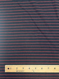 3 YD Poly Blend Ribbed Knit - Black with Red Stripes