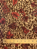 4 1/8+ YD Rayon Crinkle Vintage - Cheetah Print with Burnt Orange Leaves