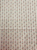 3 YD Nylon Knit - Cream and Off White Stripes with Pink and Blue Flowers