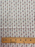 3 YD Nylon Knit - Cream and Off White Stripes with Pink and Blue Flowers