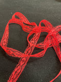 Polyester Floral Lace Trim By-the-Yard Vintage - Red