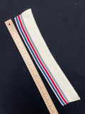 Poly/Cotton Ribbed Collar Vintage - Off White with Stripes in Navy Blue, Dark Red, and Gray