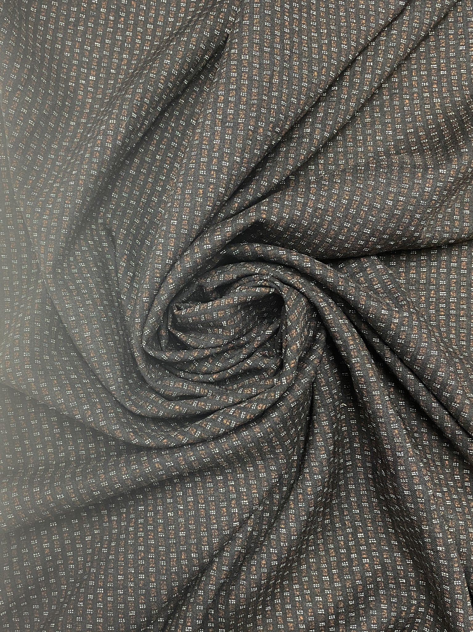 Rayon Vintage - Black with Tiny White and Brown Squares