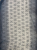 3 5/8 YD Nylon Chiffon - Gray/Blue Ombre with Navy Blue Geometric Lines