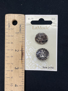 Buttons Metal Set of 2 - Silver Toned