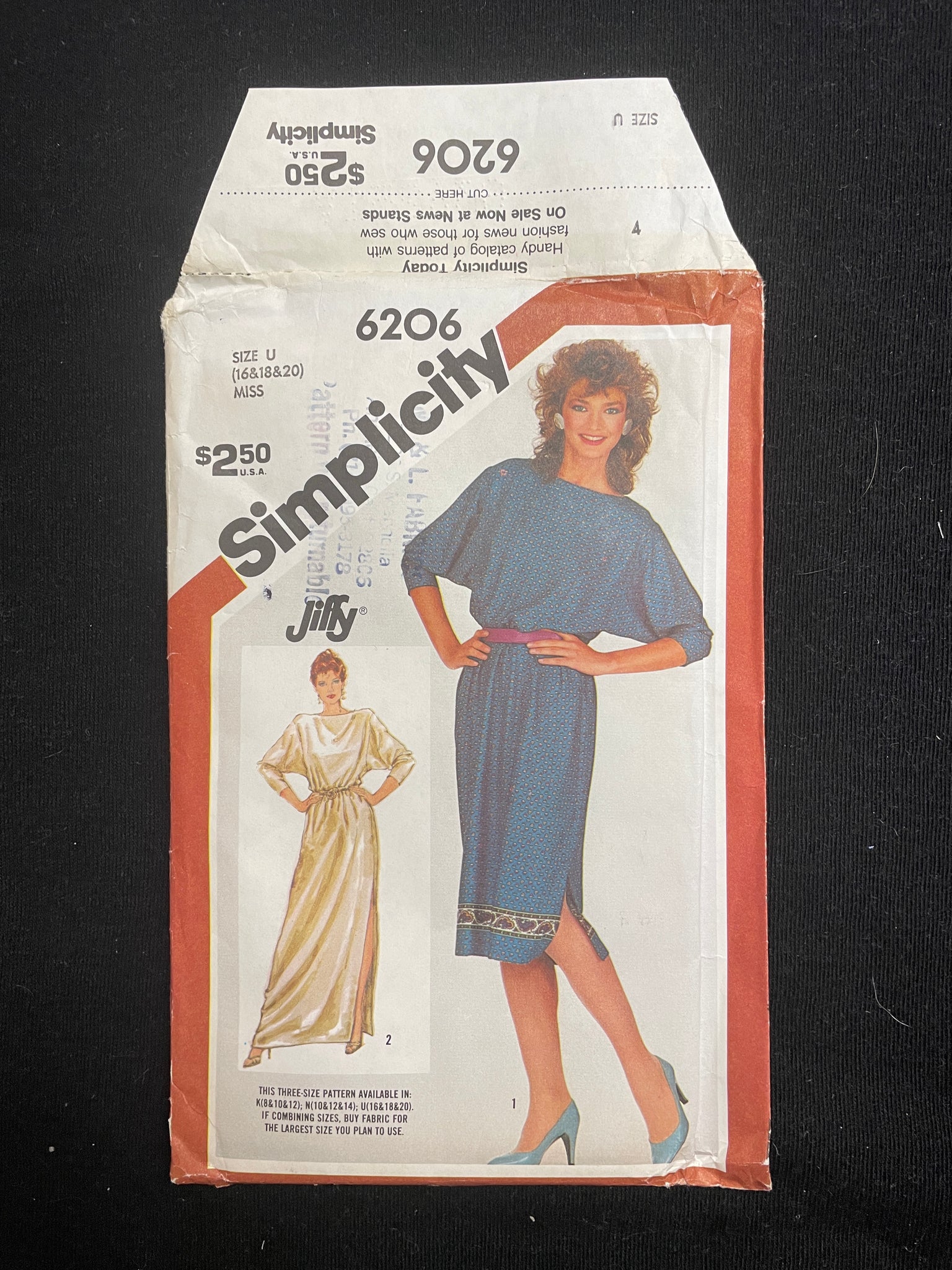 1983 Simplicity 6206 Sewing Pattern - Dress FACTORY FOLDED