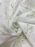 4 1/4 YD Nylon Voile Vintage - White Flocked with Off White and Blue Flowers