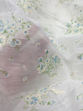 4 1/4 YD Nylon Voile Vintage - White Flocked with Off White and Blue Flowers