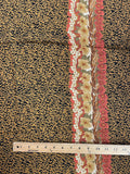 2 3/8+ YD Rayon Vintage - Warm Tan Squiggles on Black with a Floral Border
