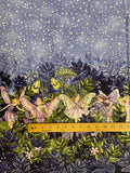 2011 1 YD Quilting Cotton - Borders of Garden Fairies with Silver Glitter Accents