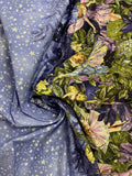 2011 1 YD Quilting Cotton - Borders of Garden Fairies with Silver Glitter Accents