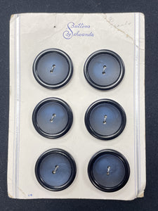 Buttons Plastic Set of 5 or 6 Vintage - Navy Blue