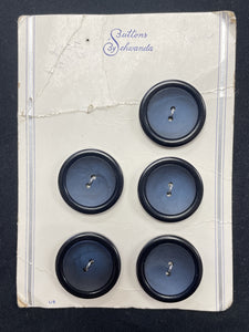 Buttons Plastic Set of 5 or 6 Vintage - Navy Blue