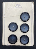 Buttons Plastic Set of 5 or 6 Vintage - Navy Blue