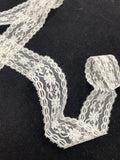 2 3/8 YD Nylon Floral Lace Trim Vintage - White