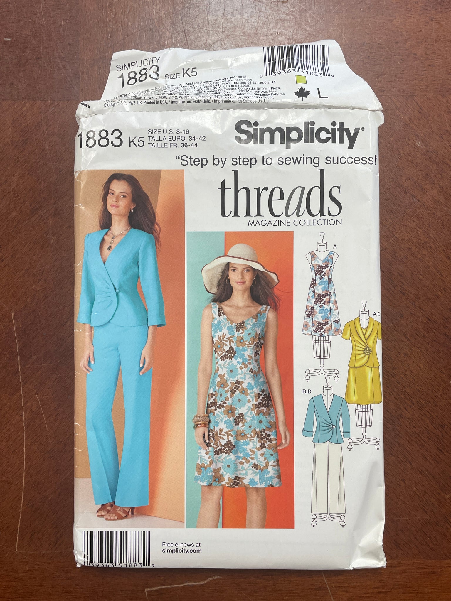 2012 Simplicity 1883 Sewing Pattern - Dress, Pants, Blazer FACTORY FOLDED