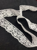 5 1/8 YD Polyester Floral Lace Trim Vintage - White