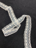 4 3/8 YD Polyester Lace Trim Vintage - Off White with Blue