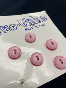Buttons Plastic Set of 5 Vintage - Frosted Pink
