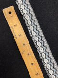 4 3/8 YD Polyester Lace Trim Vintage - Off White with Blue