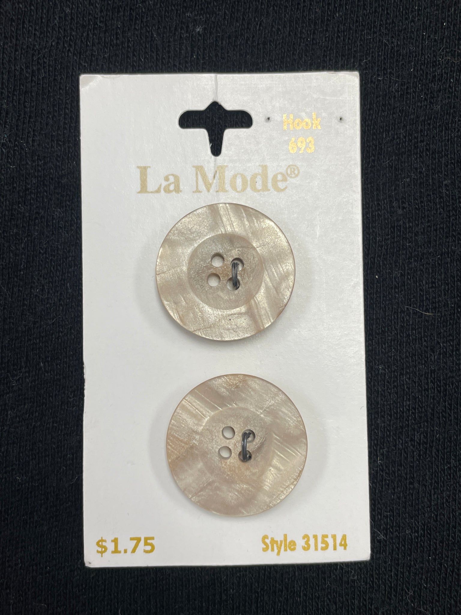 Buttons Plastic Set of 2 - Pearlescent Beige