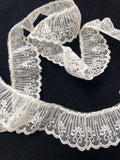 4+ YD Polyester Ruffled Lace Trim Vintage - White or Off White