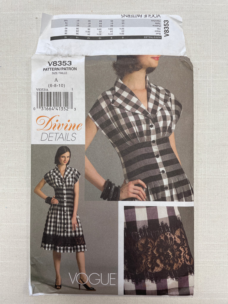 2007 Vogue 8353 Sewing Pattern - Dress FACTORY FOLDED